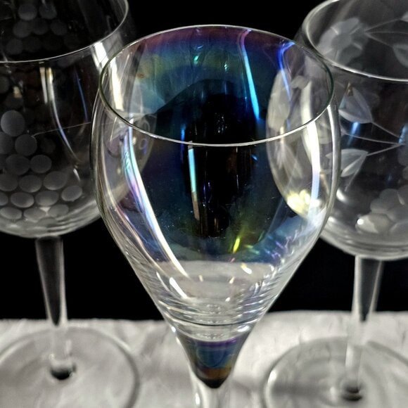 4 Mismatched Cordials Cocktail Glasses vtg mixed etched cut glassware party - Picture 5 of 9